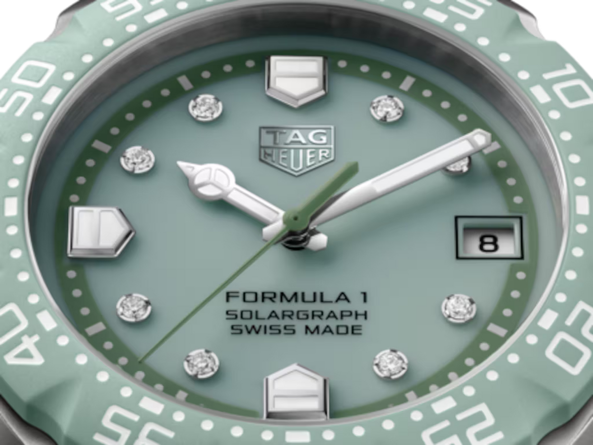 TAG Heuer Formula 1 38mm Solargraph Green Opalin Dial Silver Steel Watch