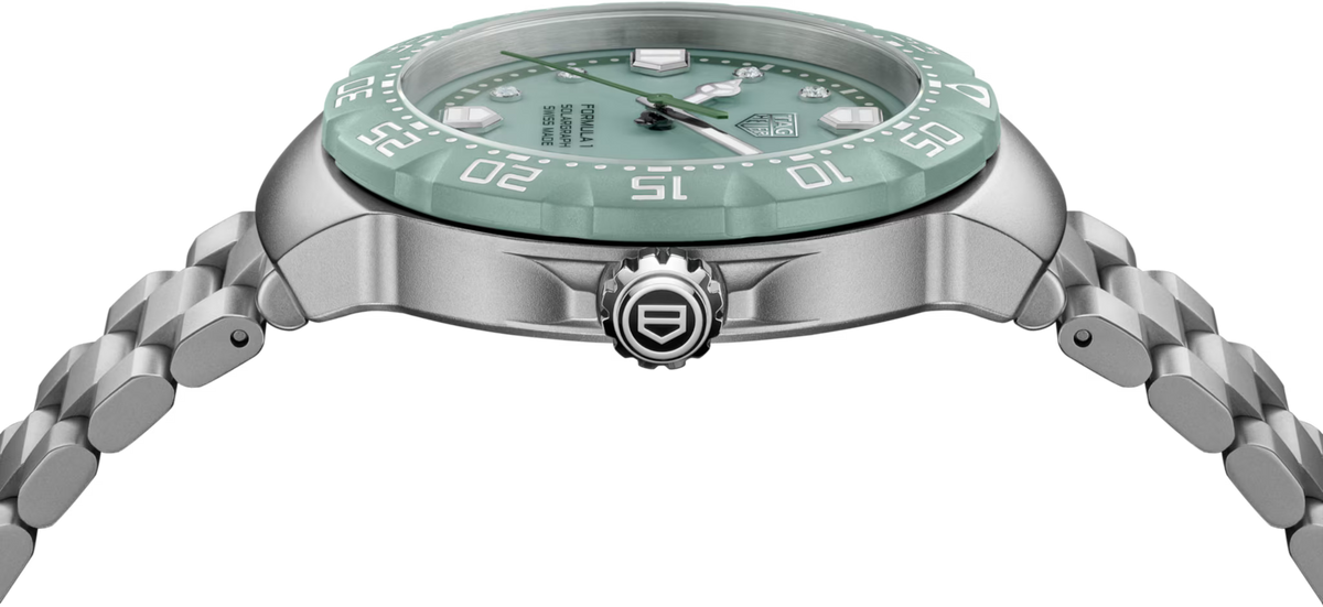 TAG Heuer Formula 1 38mm Solargraph Green Opalin Dial Silver Steel Watch