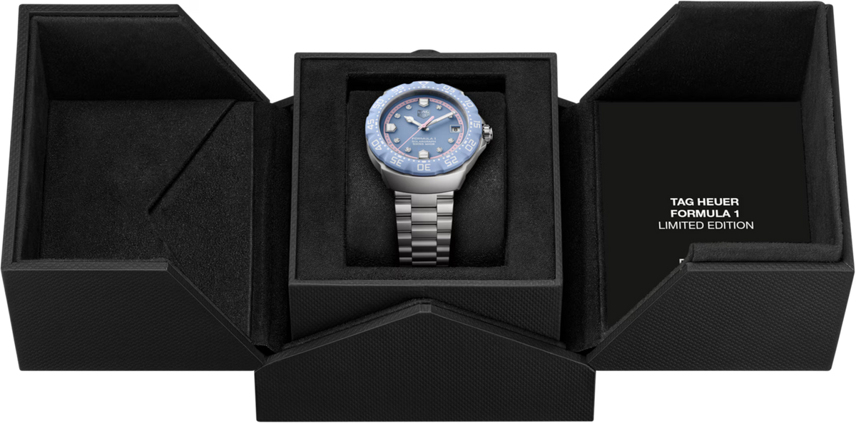 TAG Heuer Formula 1 38mm Solargraph Blue Opalin Applied Dial Silver Steel Watch