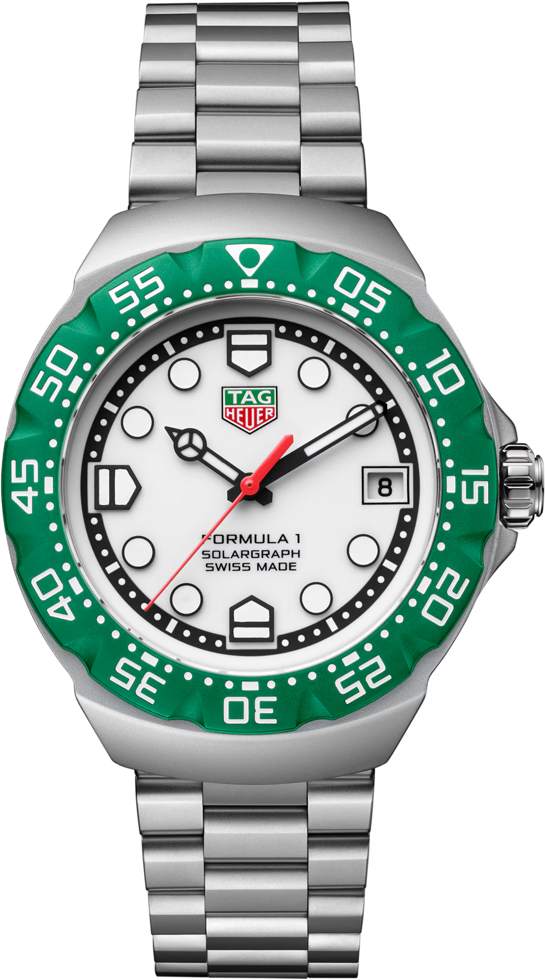 TAG Heuer Formula 1 38mm Solargraph White Opalin Dial Silver Steel Watch