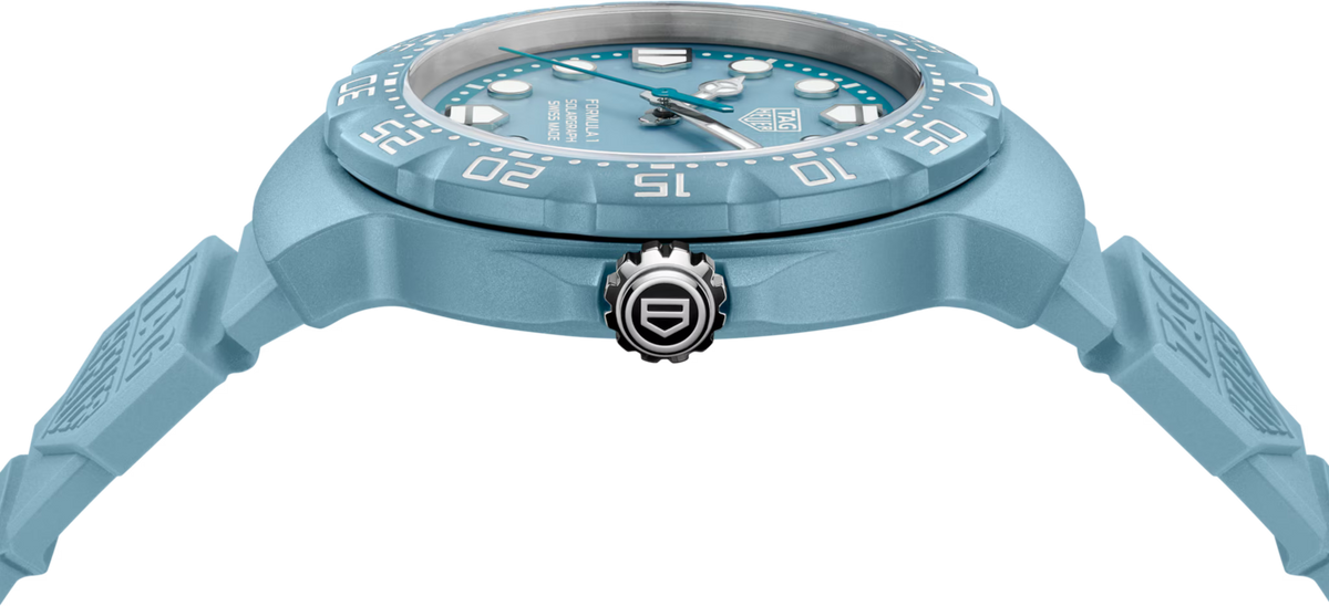 TAG Heuer Formula 1 38mm Solargraph Blue Opalin Dial Blue Rubber Watch