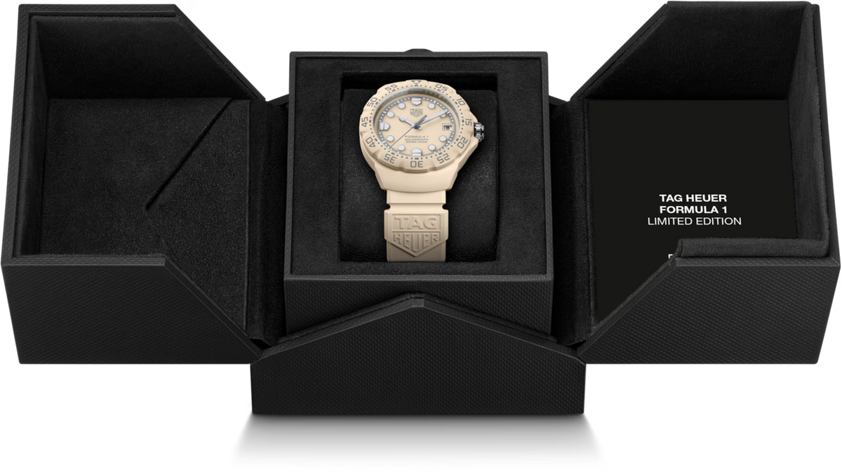 TAG Heuer Formula 1 38mm Solargraph Beige Opalin Dial Beige Rubber Watch