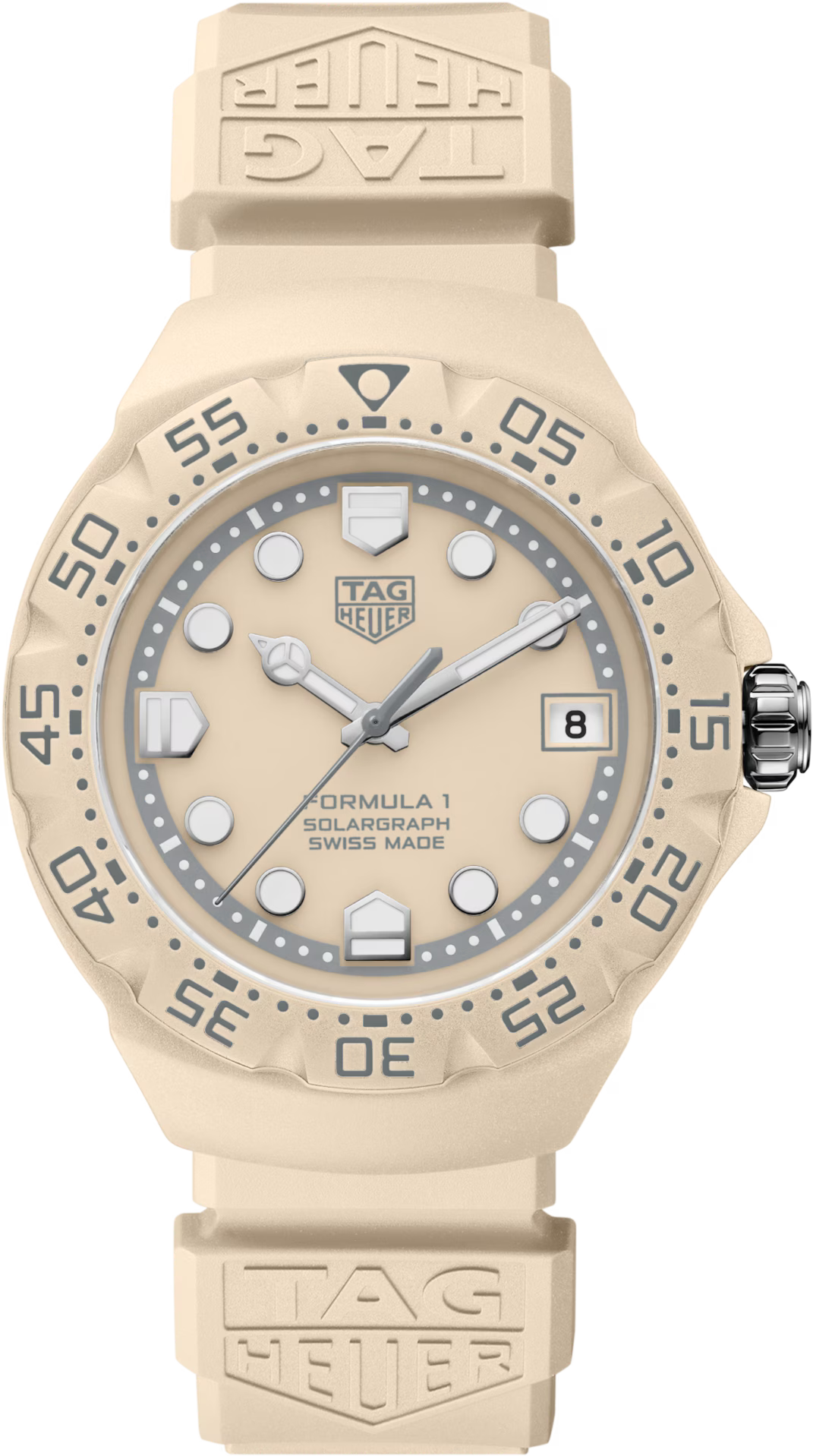 TAG Heuer Formula 1 38mm Solargraph Beige Opalin Dial Beige Rubber Watch