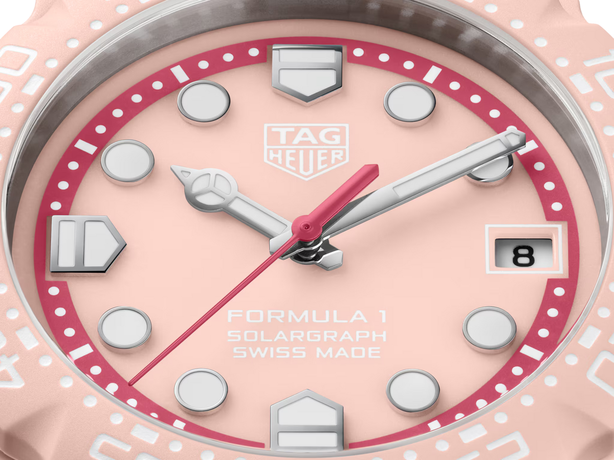 TAG Heuer Formula 1 38mm Solargraph Pink Opalin Dial Pink Rubber Watch