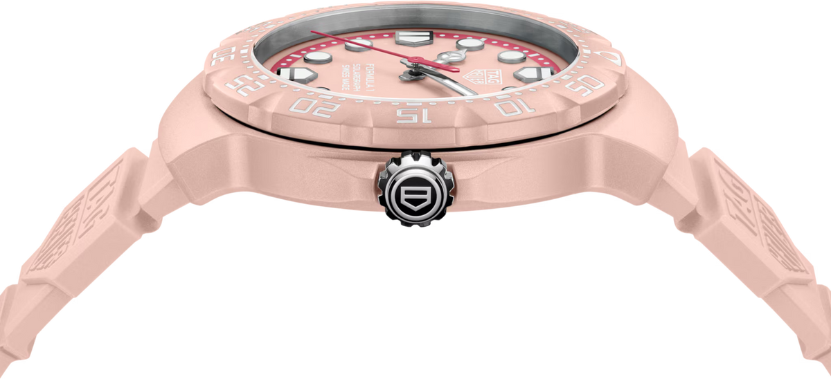 TAG Heuer Formula 1 38mm Solargraph Pink Opalin Dial Pink Rubber Watch