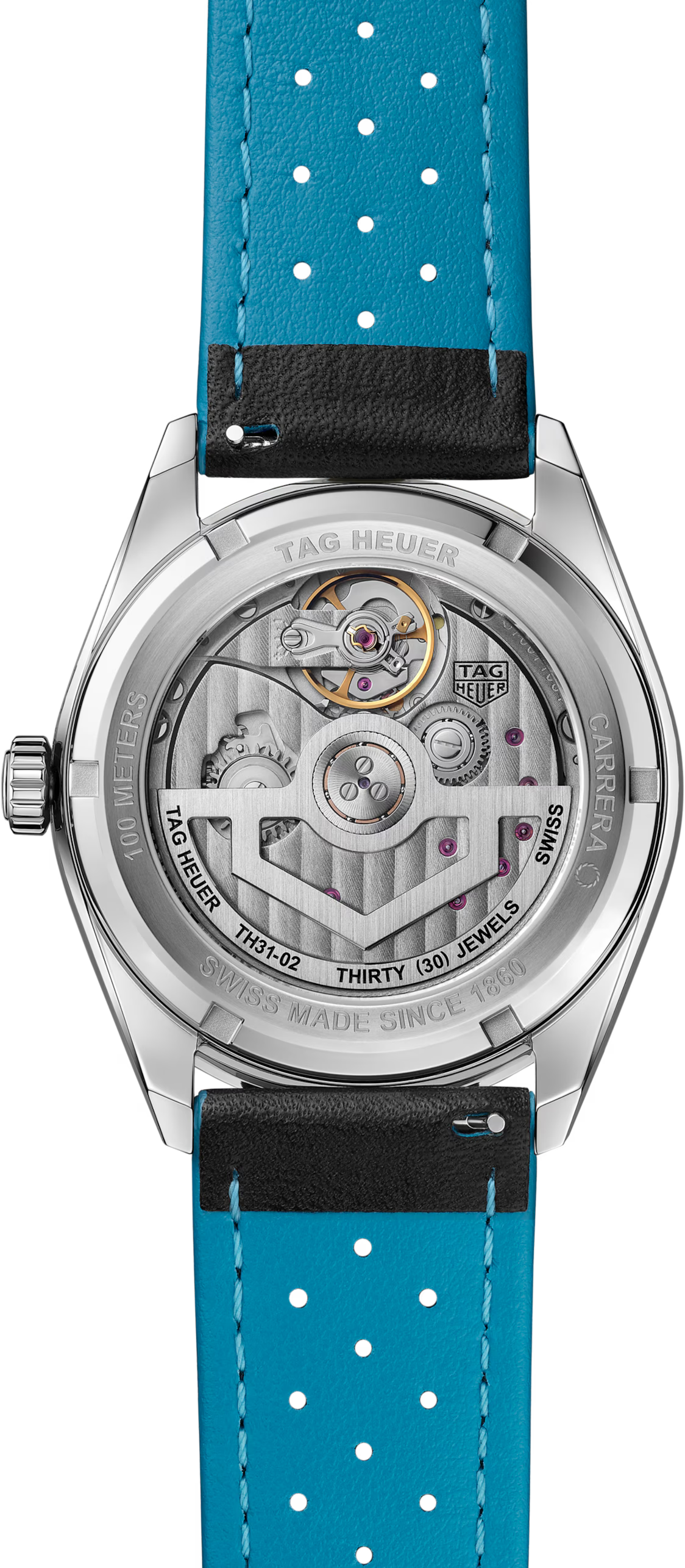 TAG Heuer Carrera 41mm Automatic Black Fine grained Dial Black Leather Watch