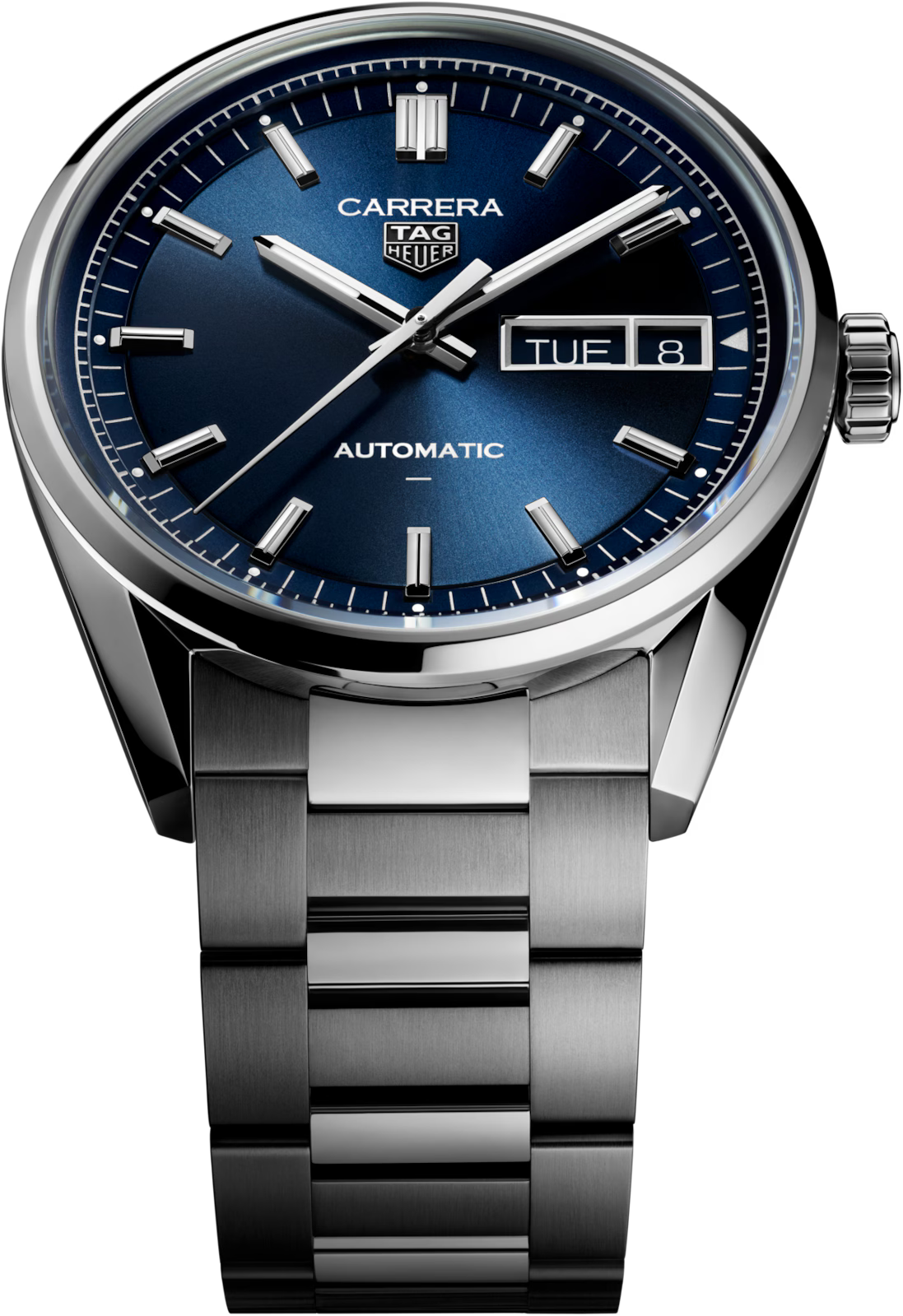 TAG Heuer Carrera 41mm Automatic Blue Sunray brushed Dial Silver Steel Watch