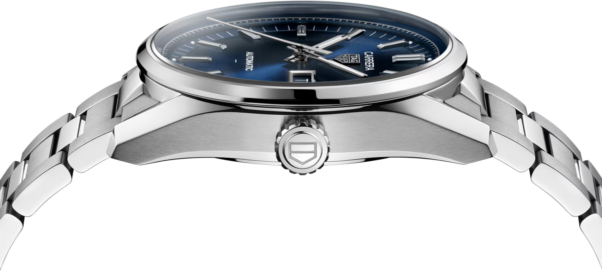 TAG Heuer Carrera 41mm Automatic Blue Sunray brushed Dial Silver Steel Watch