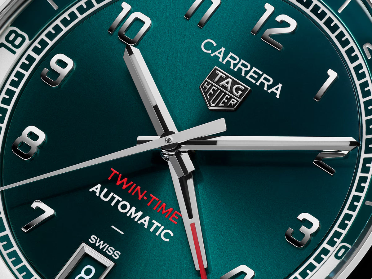 TAG Heuer Carrera 41mm Automatic Green Sunray brushed Dial Silver Steel Watch