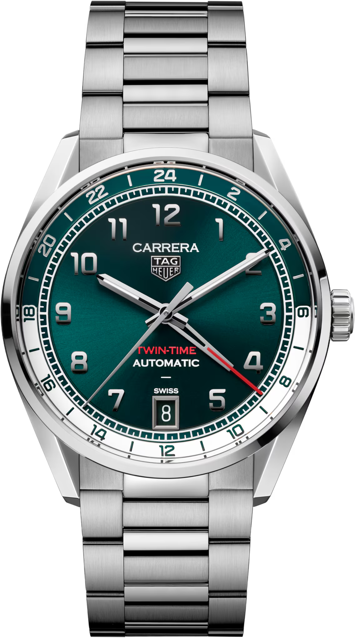 TAG Heuer Carrera 41mm Automatic Green Sunray brushed Dial Silver Steel Watch
