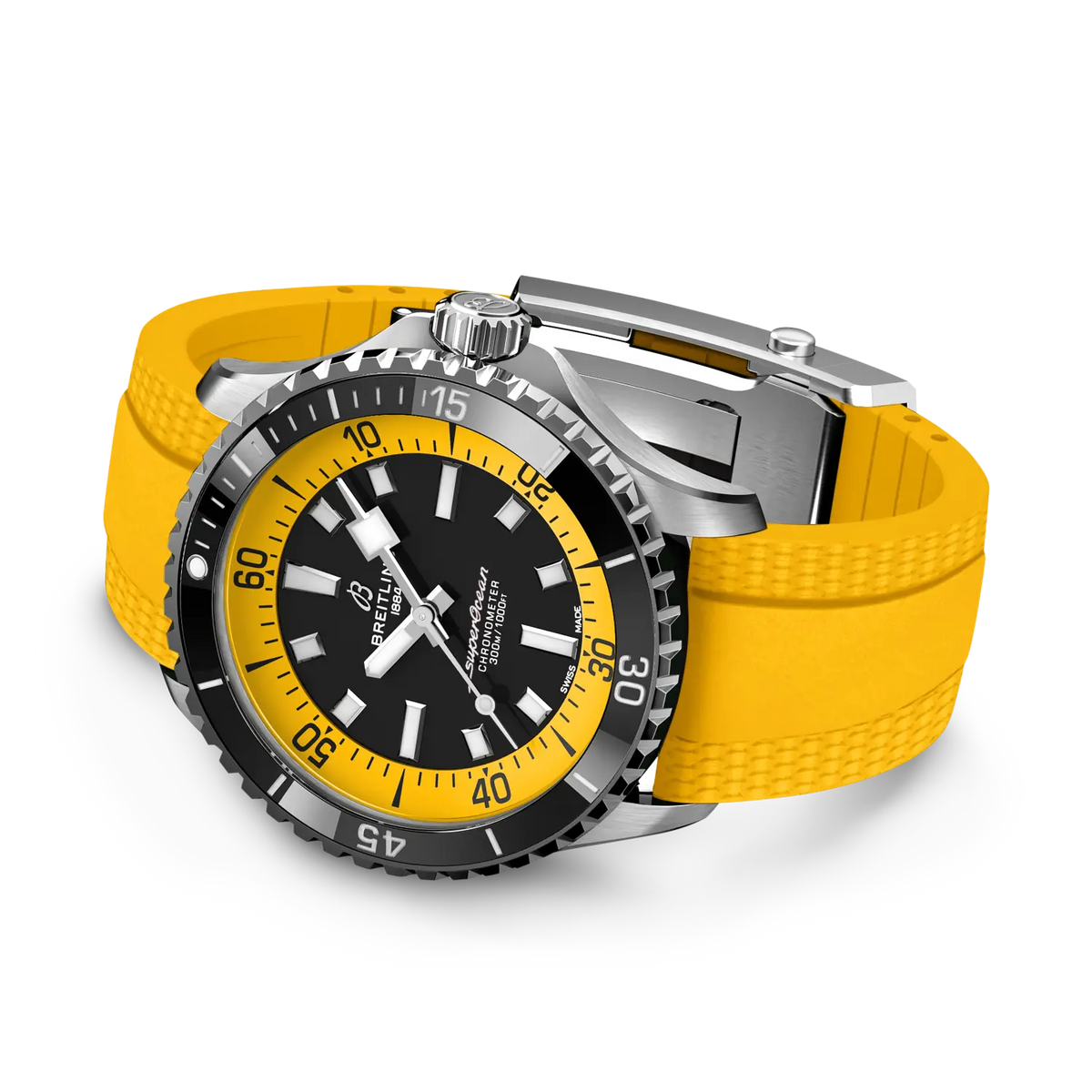 Breitling Superocean 42.0mm Automatic Black Dial Yellow Rubber Strap Watch