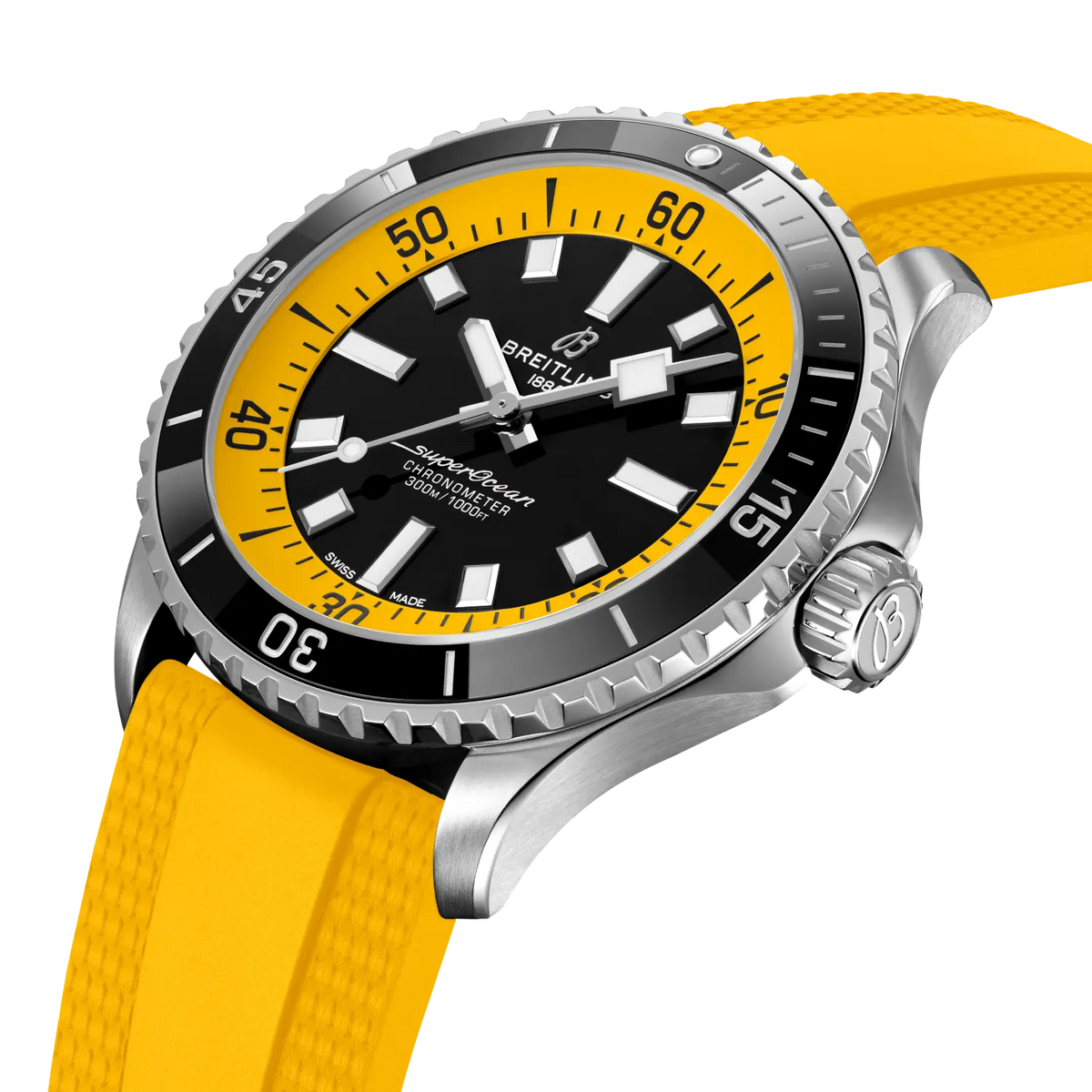 Breitling Superocean 42.0mm Automatic Black Dial Yellow Rubber Strap Watch