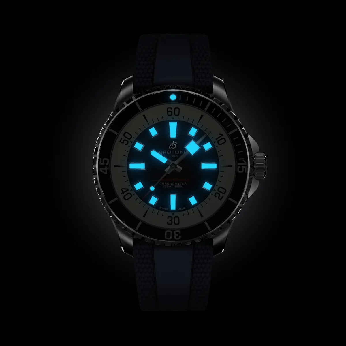 Breitling Superocean 44.0mm Automatic Blue Dial Blue Rubber Strap Watch