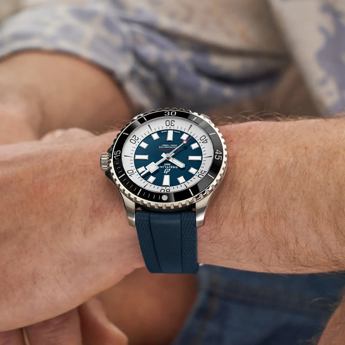 Breitling Superocean 44.0mm Automatic Blue Dial Blue Rubber Strap Watch