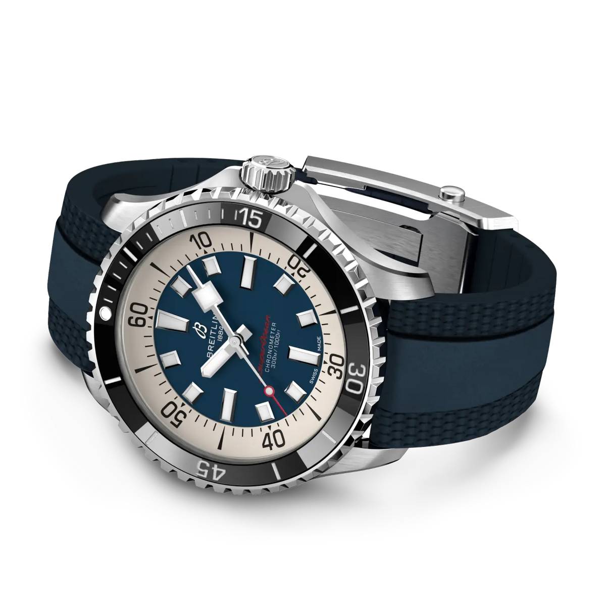 Breitling Superocean 44.0mm Automatic Blue Dial Blue Rubber Strap Watch
