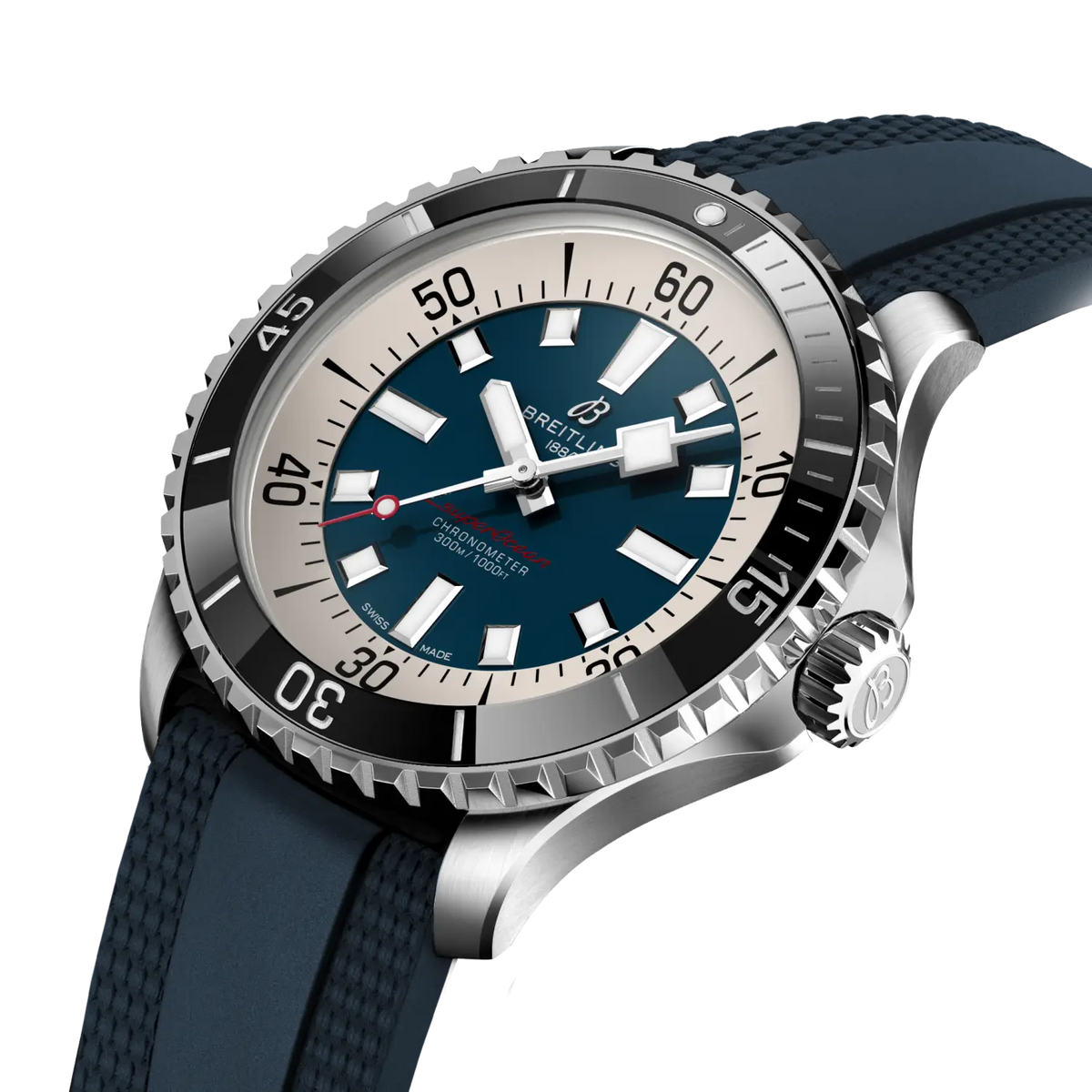 Breitling Superocean 44.0mm Automatic Blue Dial Blue Rubber Strap Watch