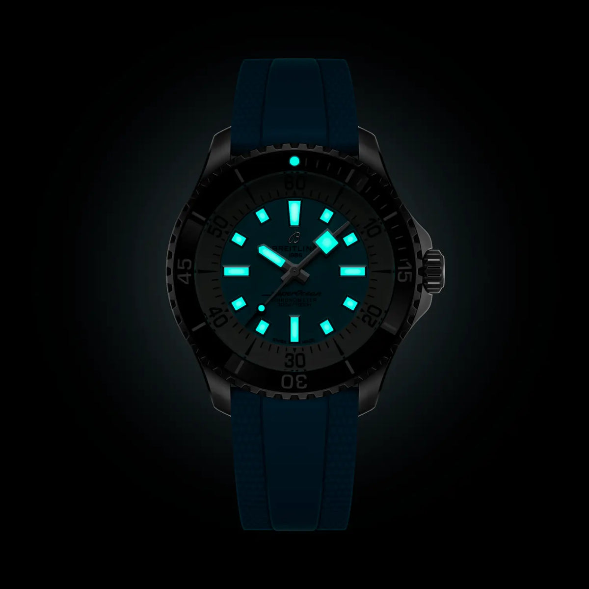 Breitling Superocean 44.0mm Automatic Turquoise Dial Rubber Strap Watch