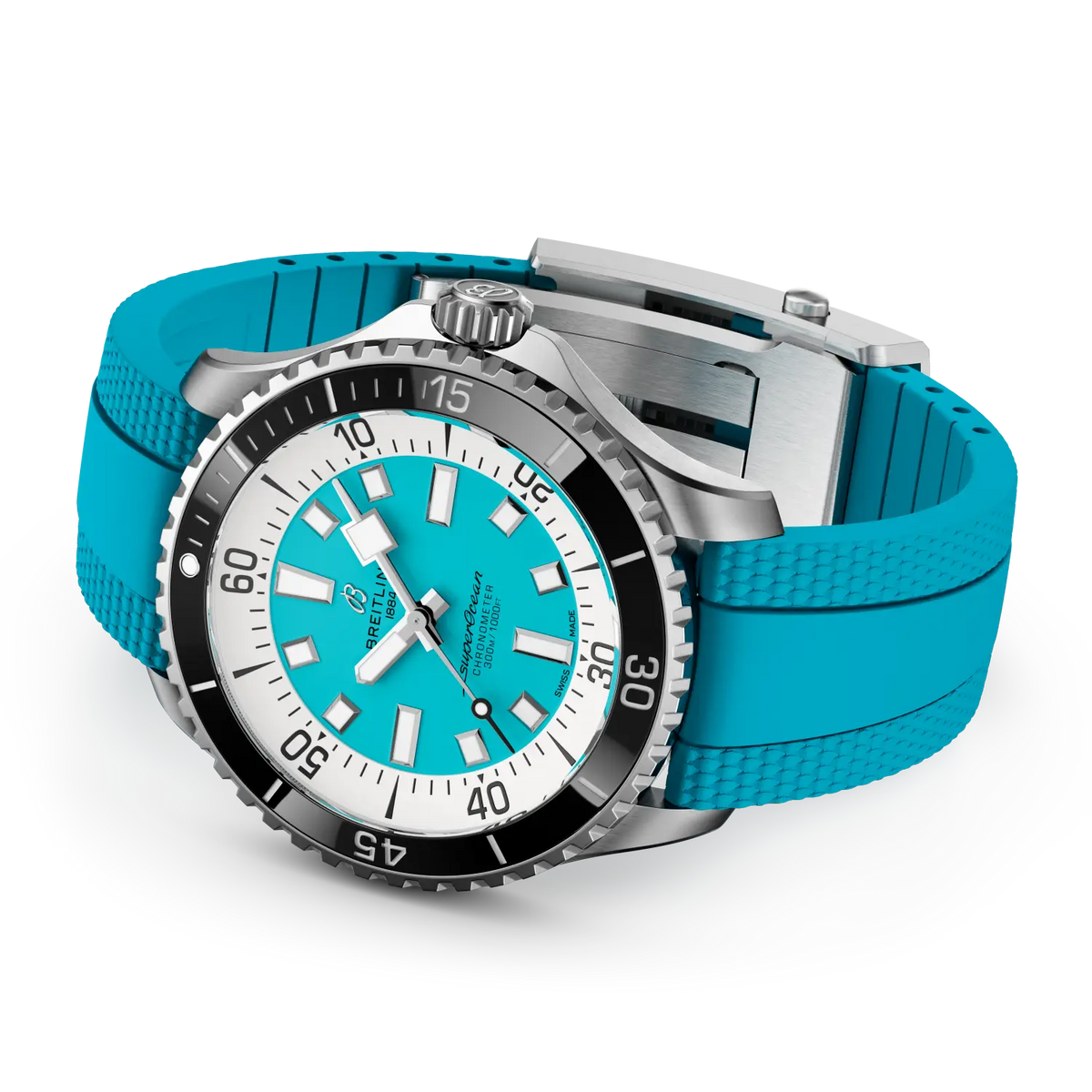 Breitling Superocean 44.0mm Automatic Turquoise Dial Rubber Strap Watch