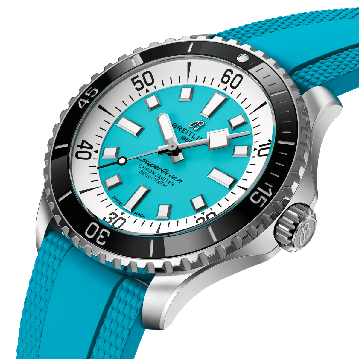Breitling Superocean 44.0mm Automatic Turquoise Dial Rubber Strap Watch