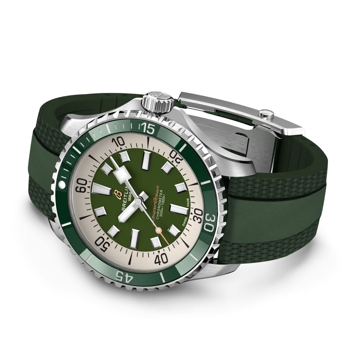 Breitling Superocean 44.0mm Automatic Green Dial Green Rubber Strap Watch