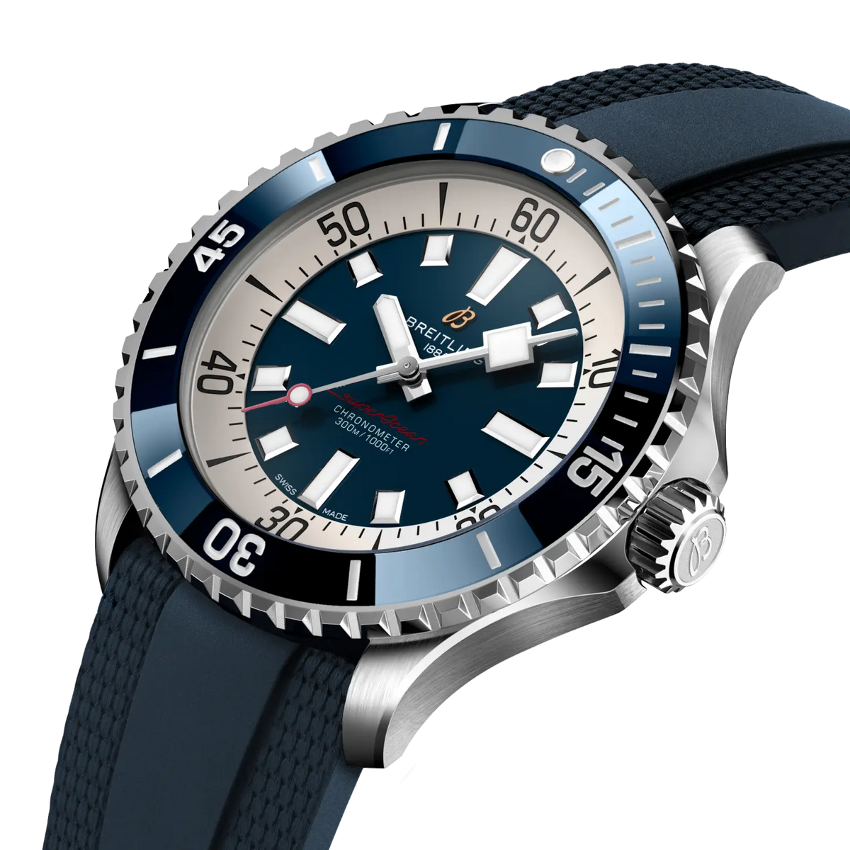 Breitling Superocean 46.0mm Automatic Blue Dial Blue Rubber Strap Watch