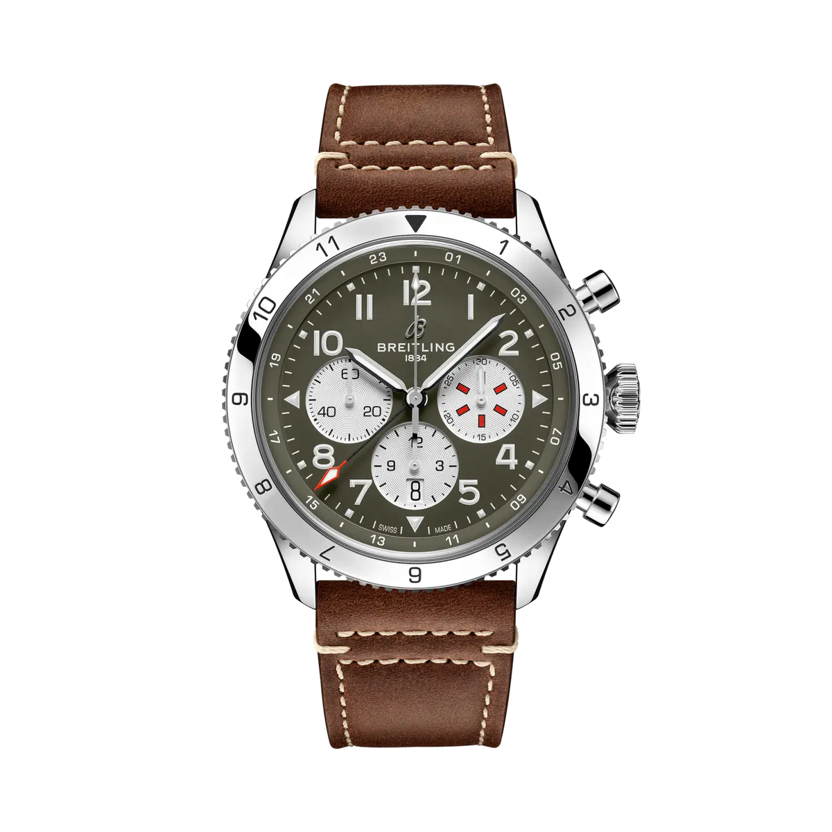 [SIMCHA-TOP500:BREITLING:AB04452A1L1X1:01] Breitling Classic AVI Super AVI B04 Chronograph GMT 46 Curtiss Warhawk – AB04452A1L1X1 official image