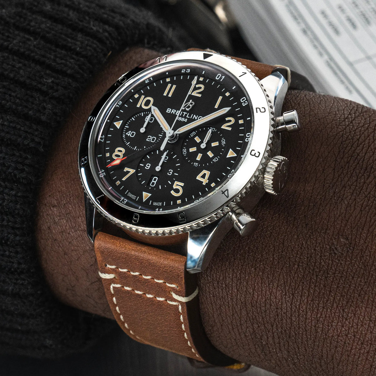 [SIMCHA-TOP500:BREITLING:AB04453A1B1X1:05] Breitling Classic AVI Super AVI B04 Chronograph GMT 46 P-51 Mustang – AB04453A1B1X1 official image