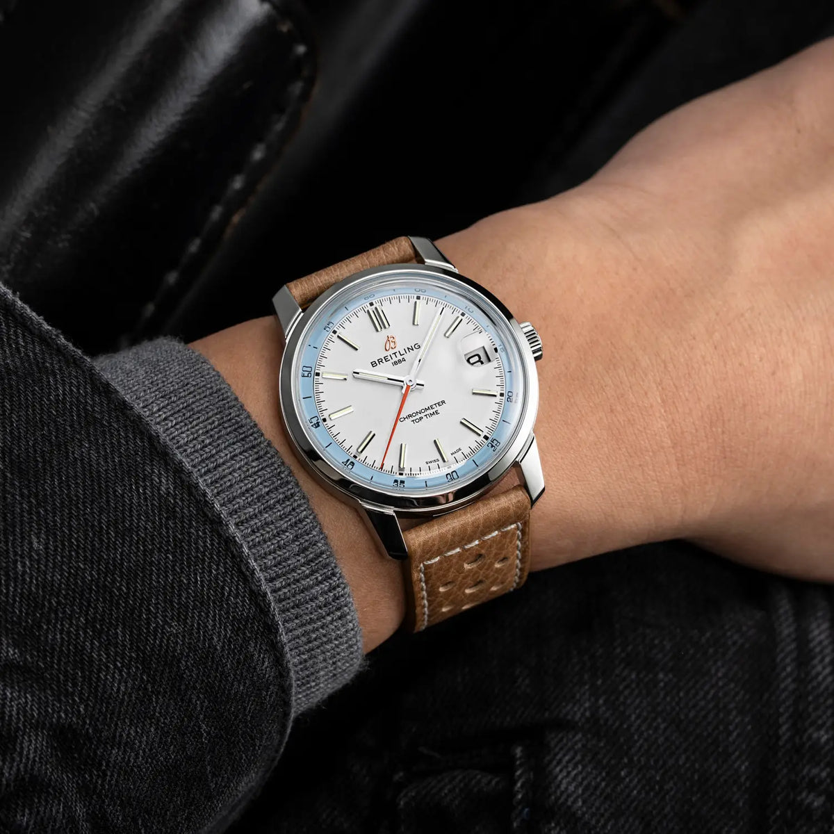 Breitling Top Time 38.0mm Automatic Cream Dial Beige Calfskin leather Watch
