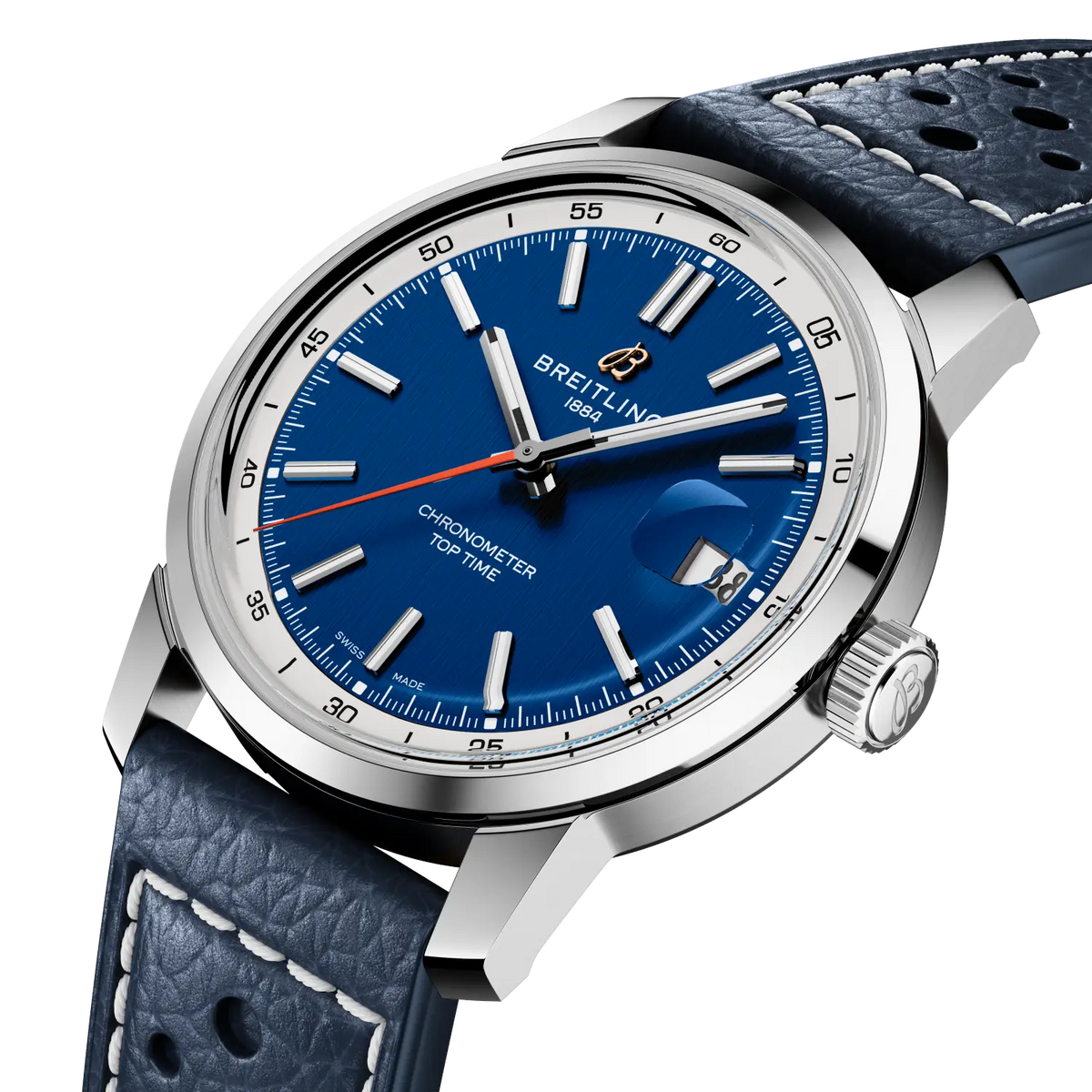 Breitling Top Time 38.0mm Automatic Blue Dial Blue Calfskin leather Watch