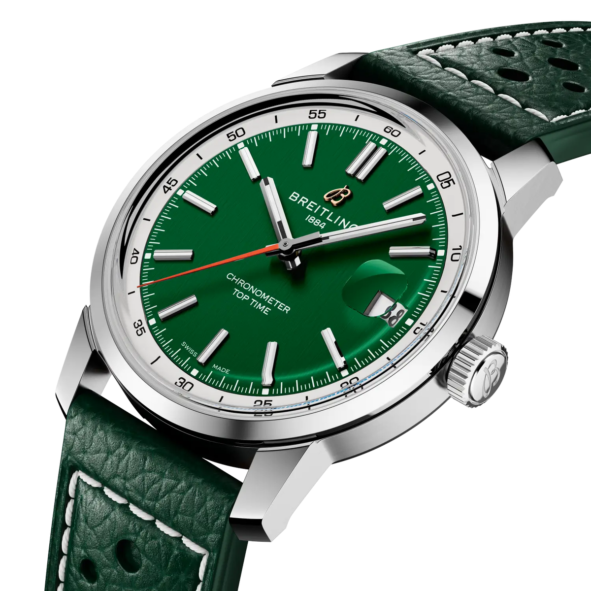 Breitling Top Time 38.0mm Automatic Green Dial Green Calfskin leather Watch