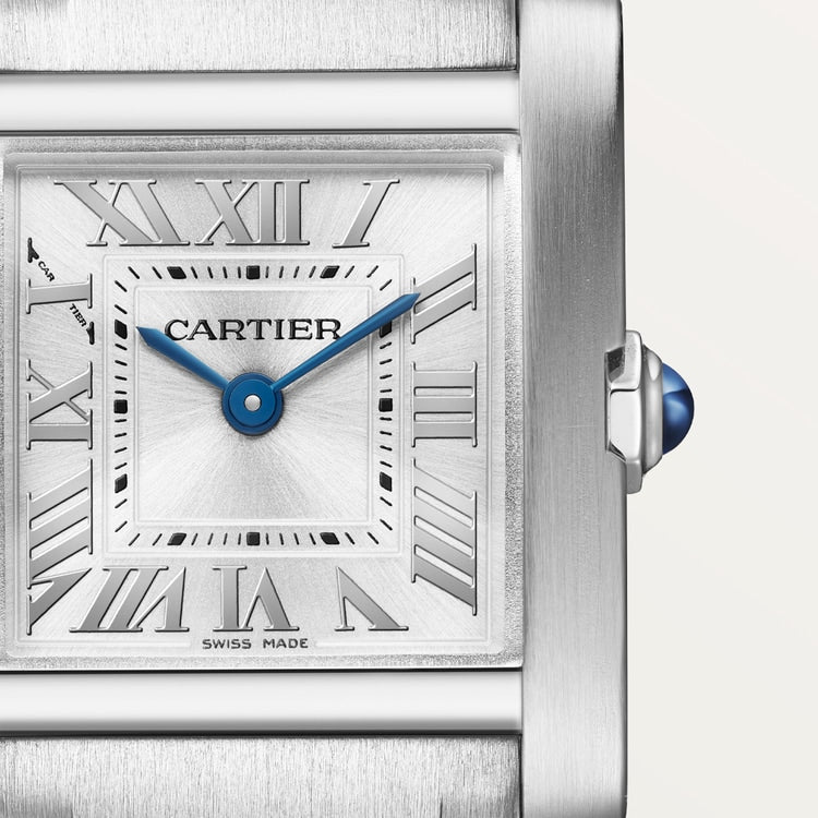 Cartier Tank 25.7 x 21.2mm Quartz sunray Dial Steel Bracelet Watch
