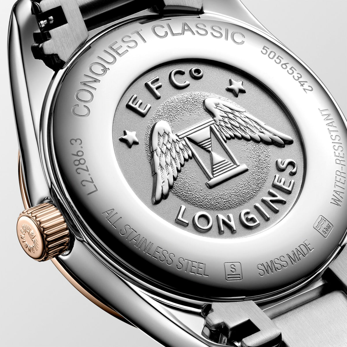 [SIMCHA-OFFICIAL-GALLERY:L2.286.3.72.7:03] Longines Conquest Classic 29.50mm Quartz Sunray silver Dial Red Stainless Steel Bracelet Watch — official gallery view 3
