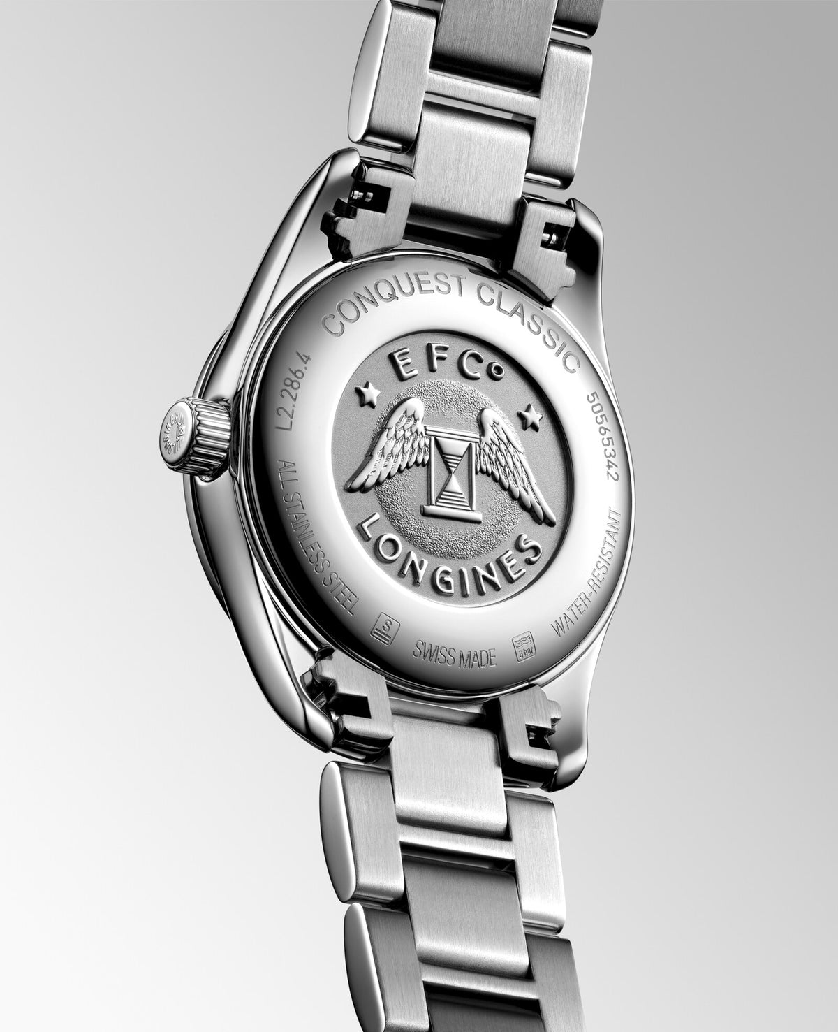 [SIMCHA-OFFICIAL-GALLERY:L2.286.4.72.6:06] Longines Conquest Classic 29.50mm Quartz Sunray silver Dial Stainless Steel Bracelet Watch — official gallery view 6