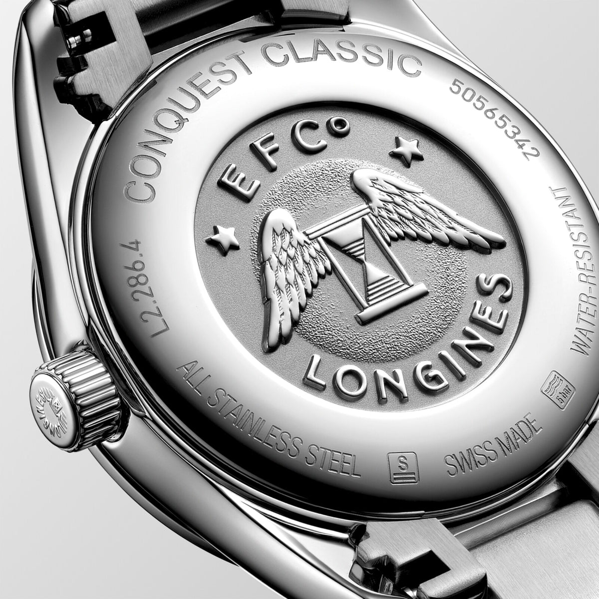 [SIMCHA-OFFICIAL-GALLERY:L2.286.4.72.6:04] Longines Conquest Classic 29.50mm Quartz Sunray silver Dial Stainless Steel Bracelet Watch — official gallery view 4