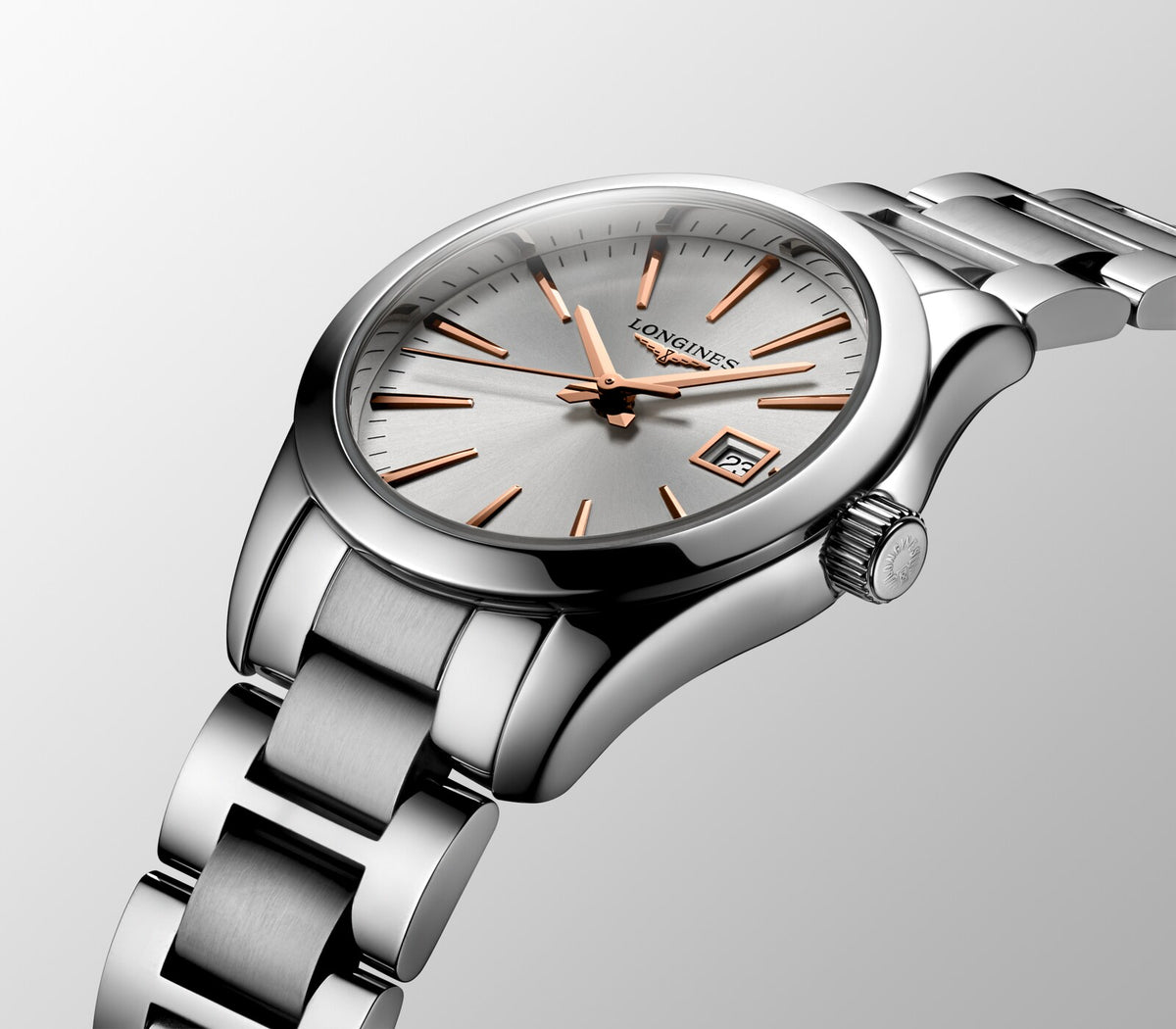 [SIMCHA-OFFICIAL-GALLERY:L2.286.4.72.6:07] Longines Conquest Classic 29.50mm Quartz Sunray silver Dial Stainless Steel Bracelet Watch — official gallery view 7