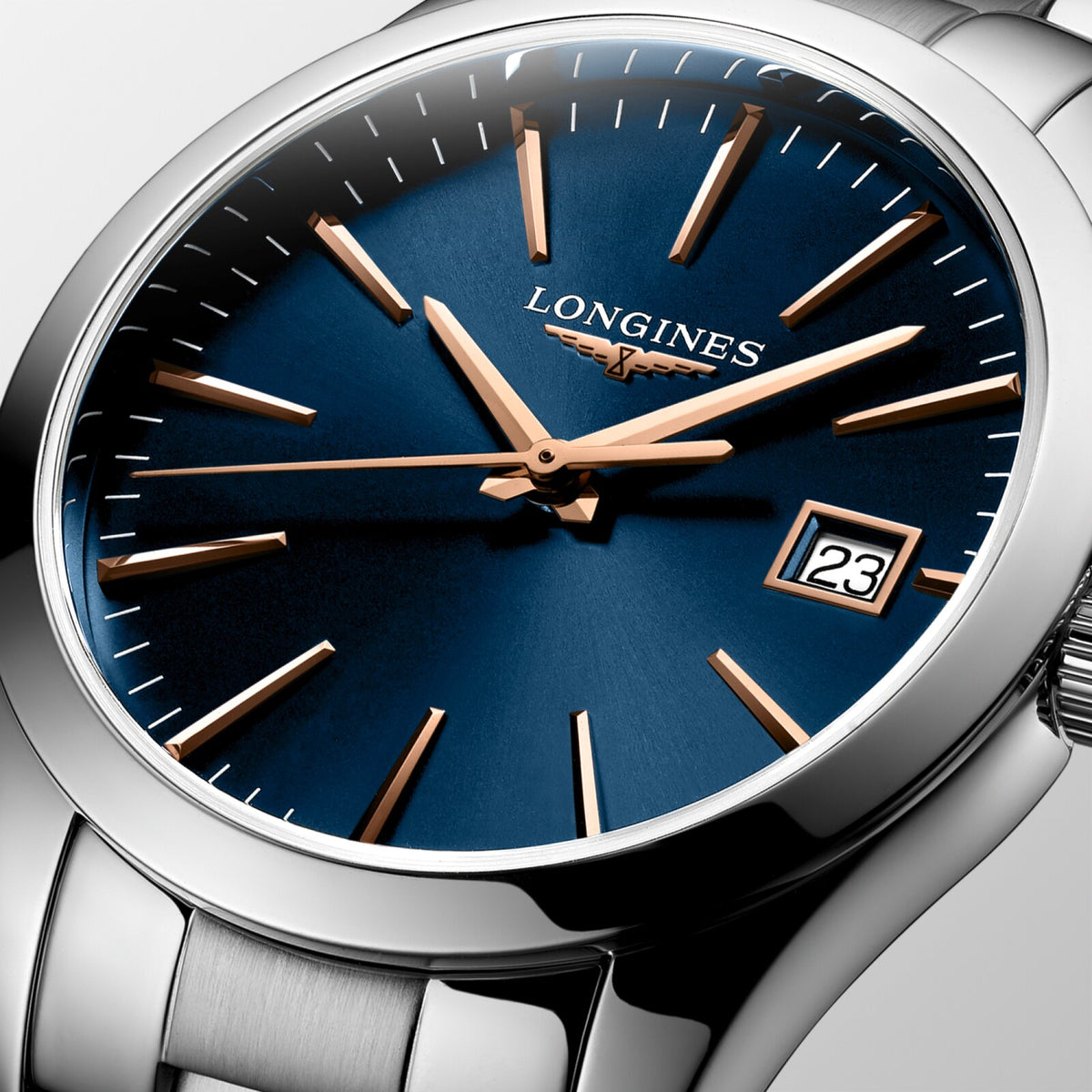 [SIMCHA-OFFICIAL-GALLERY:L2.386.4.92.6:02] Longines Conquest Classic 34.00mm Quartz Blue Dial Stainless Steel Bracelet Watch — official gallery view 2