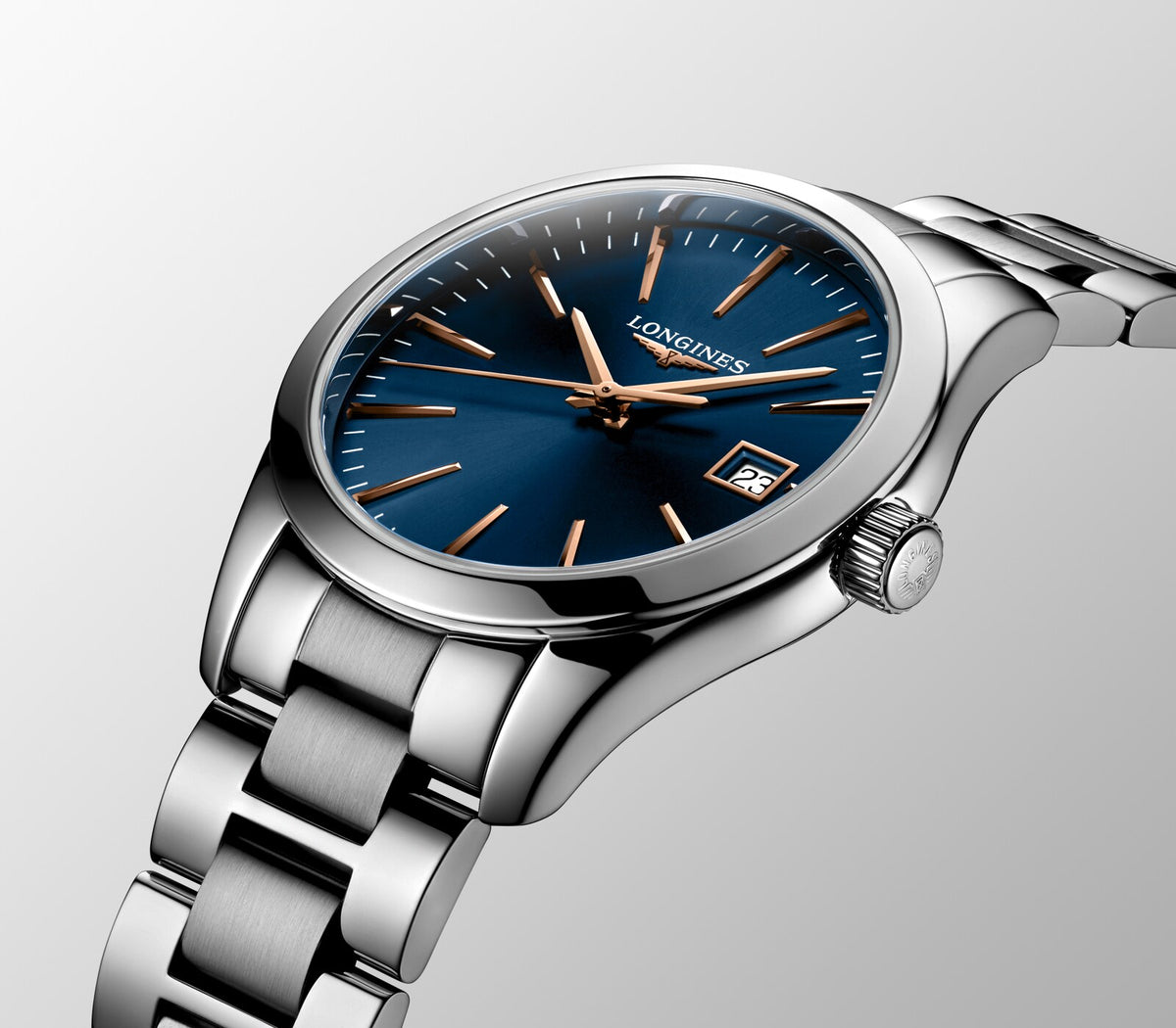 [SIMCHA-OFFICIAL-GALLERY:L2.386.4.92.6:06] Longines Conquest Classic 34.00mm Quartz Blue Dial Stainless Steel Bracelet Watch — official gallery view 6