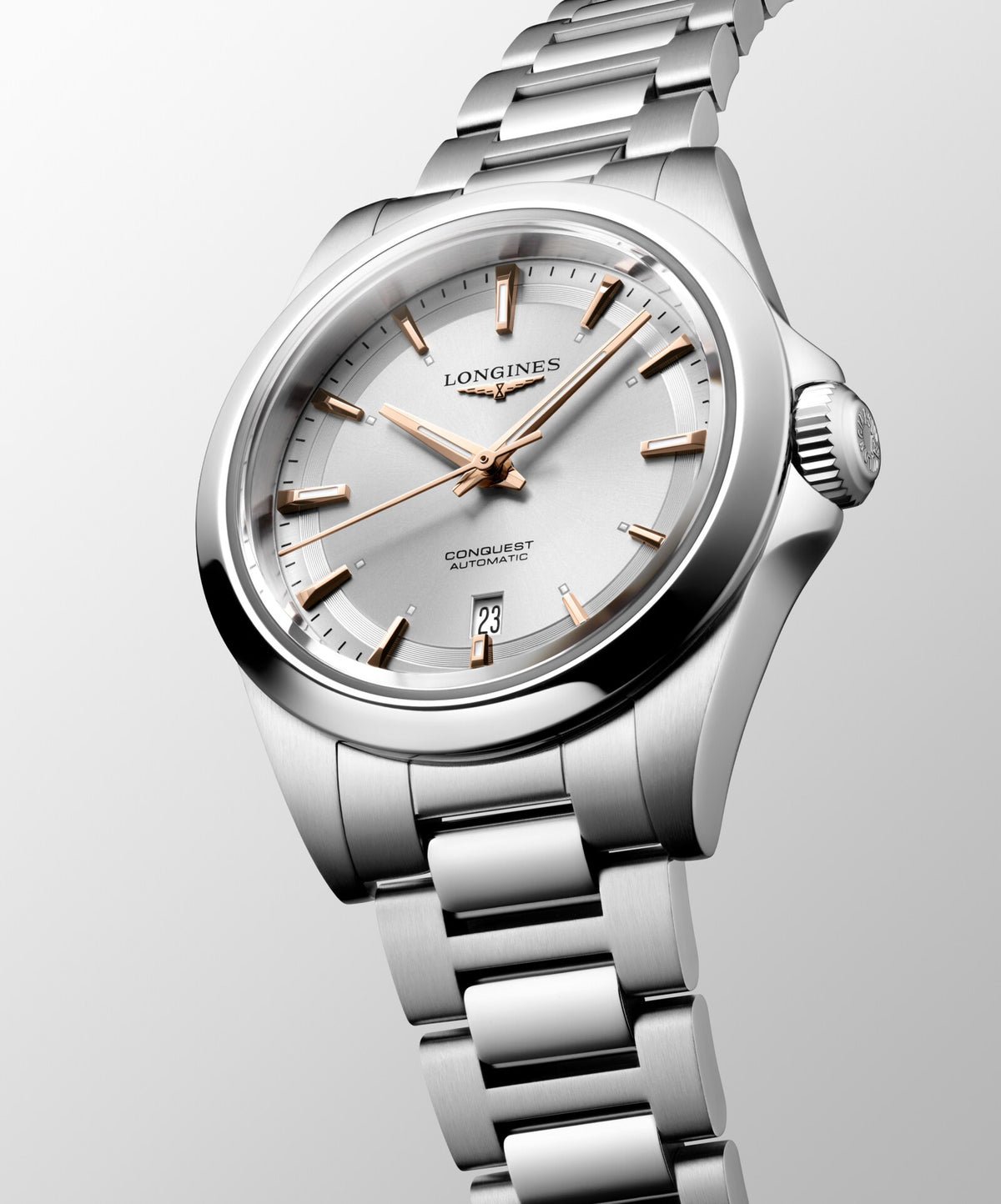 [SIMCHA-OFFICIAL-GALLERY:L3.320.4.72.6:03] Longines Conquest 30.00mm Automatic Sunray silver Dial Stainless Steel Bracelet Watch — official gallery view 3