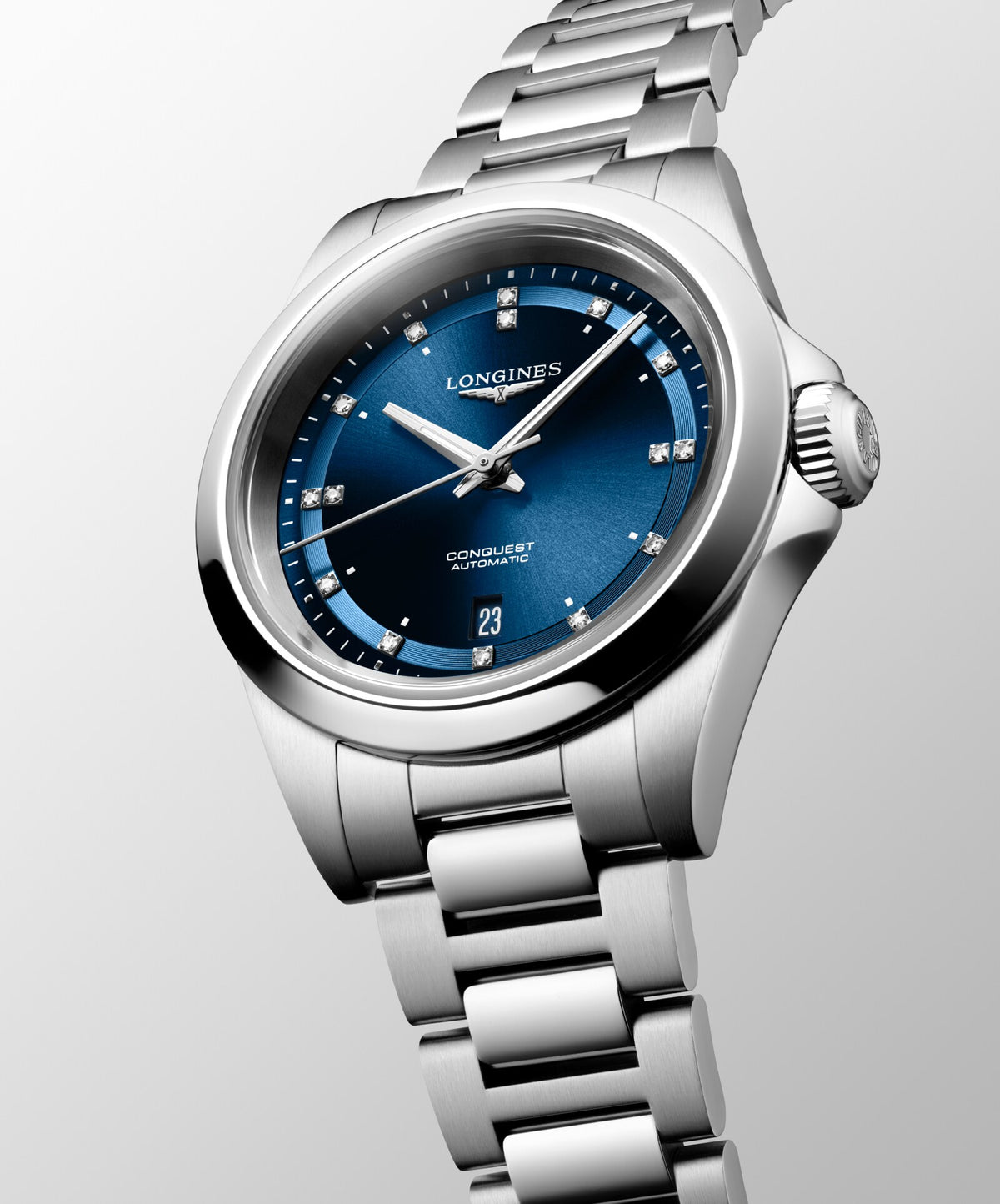 [SIMCHA-OFFICIAL-GALLERY:L3.320.4.97.6:04] Longines Conquest 30.00mm Automatic Sunray blue Dial Stainless Steel Bracelet Watch — official gallery view 4