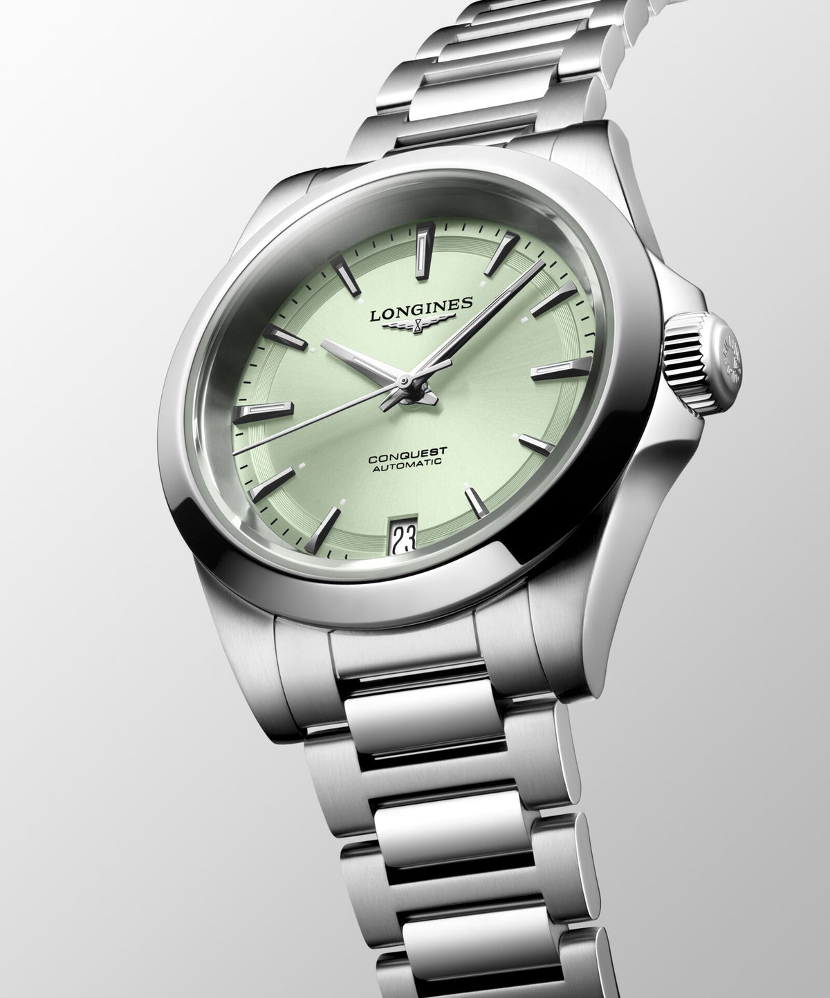 [SIMCHA-OFFICIAL-GALLERY:L3.430.4.02.6:06] Longines Conquest 34.00mm Automatic Sunray green Dial Stainless Steel Bracelet Watch — official gallery view 6