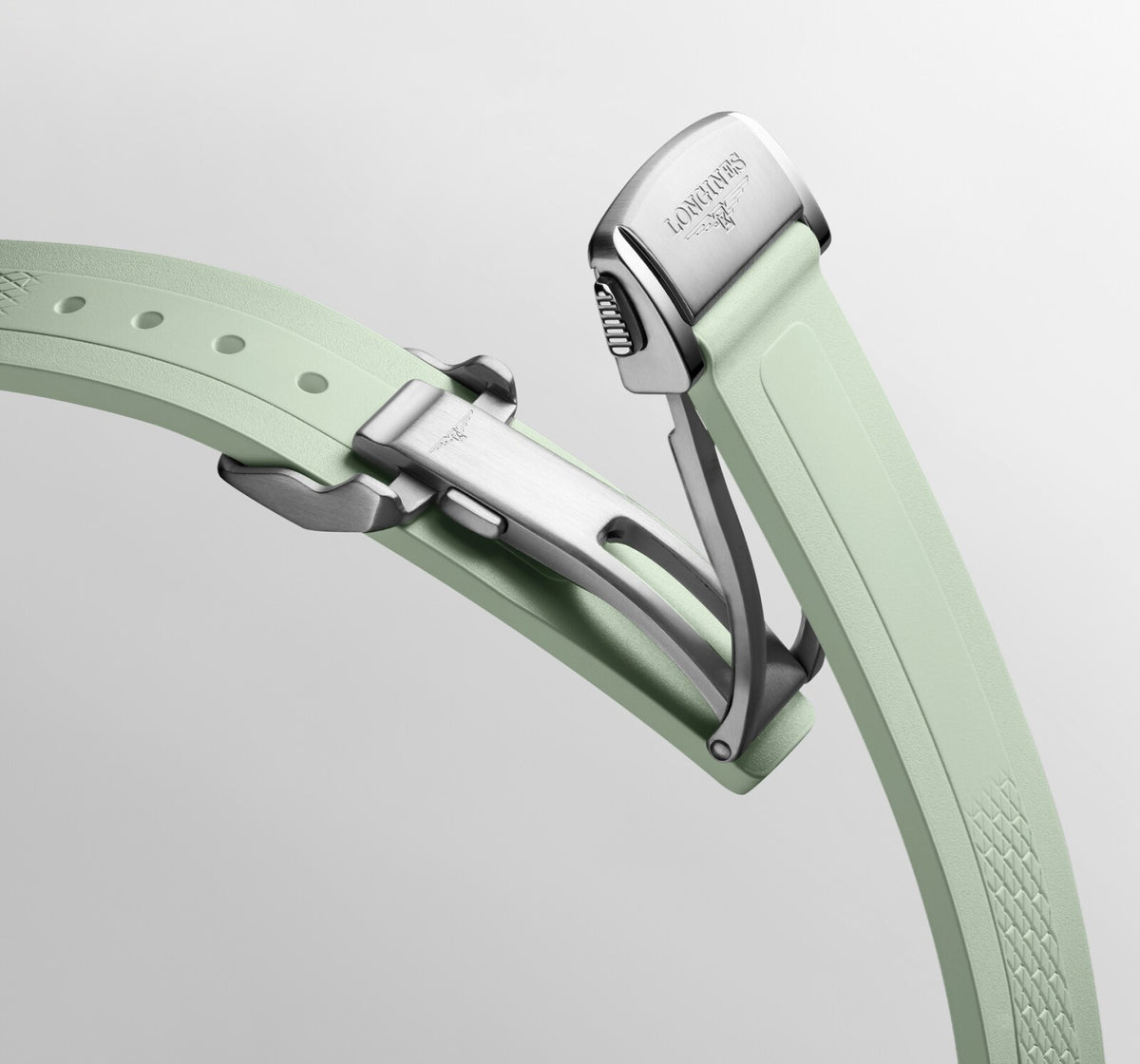 [SIMCHA-OFFICIAL-GALLERY:L3.430.4.02.9:07] Longines Conquest 34.00mm Automatic Sunray green Dial Green Rubber Strap Watch — official gallery view 7