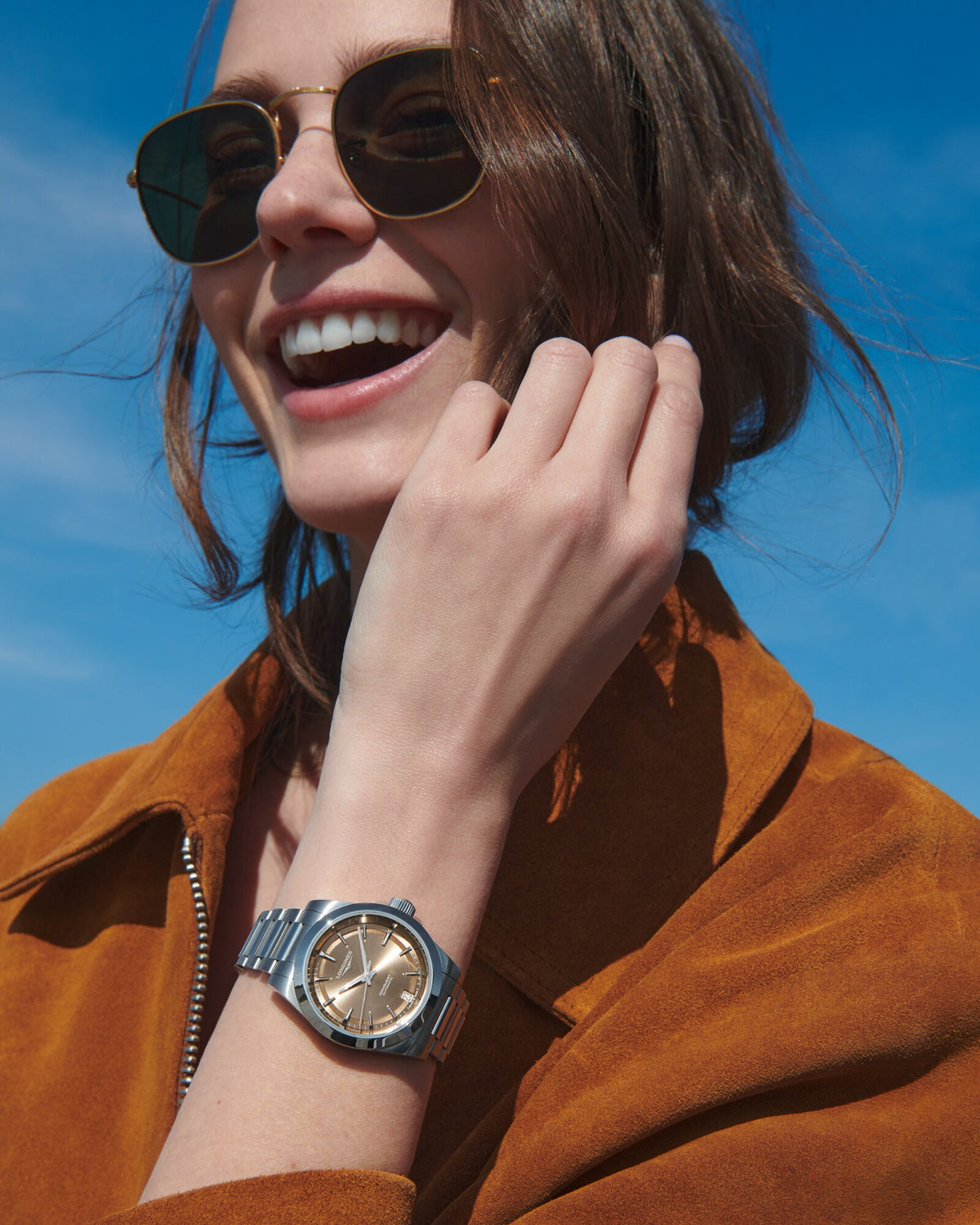 [SIMCHA-OFFICIAL-GALLERY:L3.430.4.62.6:03] Longines Conquest 34.00mm Automatic Sunray brown Dial Stainless Steel Bracelet Watch — official gallery view 3
