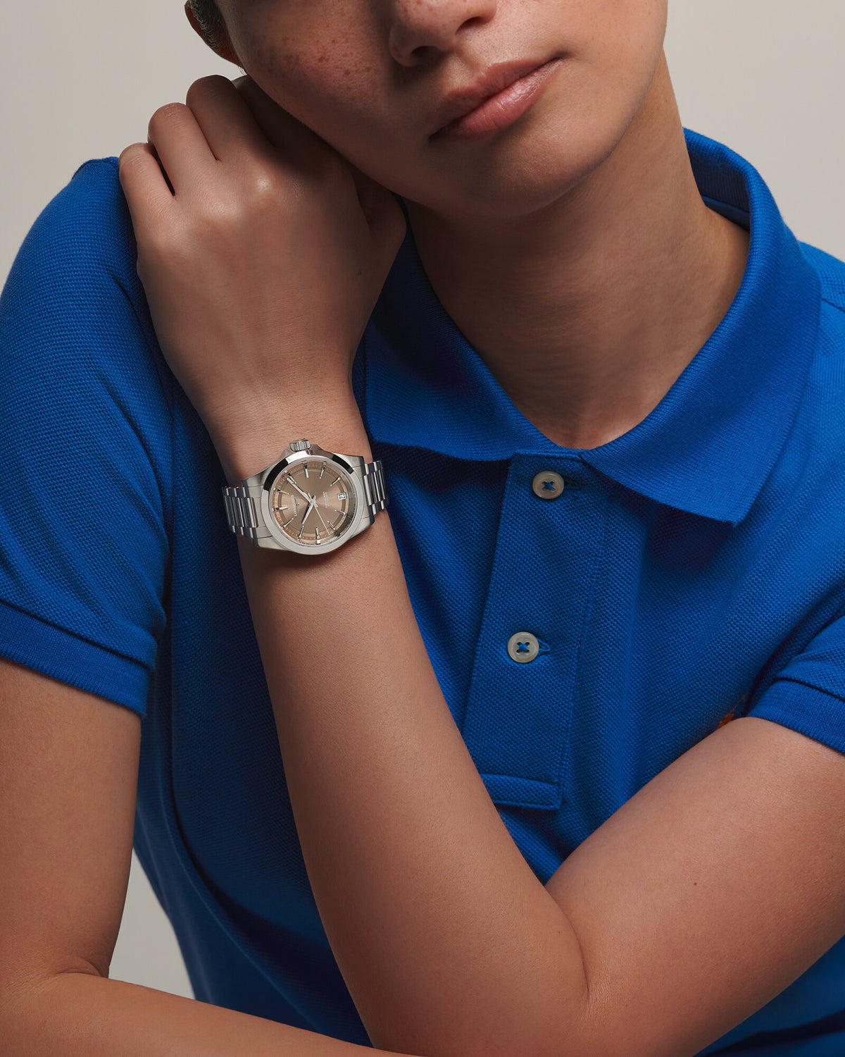 [SIMCHA-OFFICIAL-GALLERY:L3.430.4.62.6:05] Longines Conquest 34.00mm Automatic Sunray brown Dial Stainless Steel Bracelet Watch — official gallery view 5