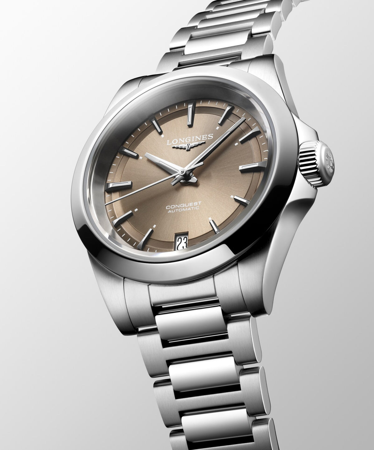 [SIMCHA-OFFICIAL-GALLERY:L3.430.4.62.6:06] Longines Conquest 34.00mm Automatic Sunray brown Dial Stainless Steel Bracelet Watch — official gallery view 6