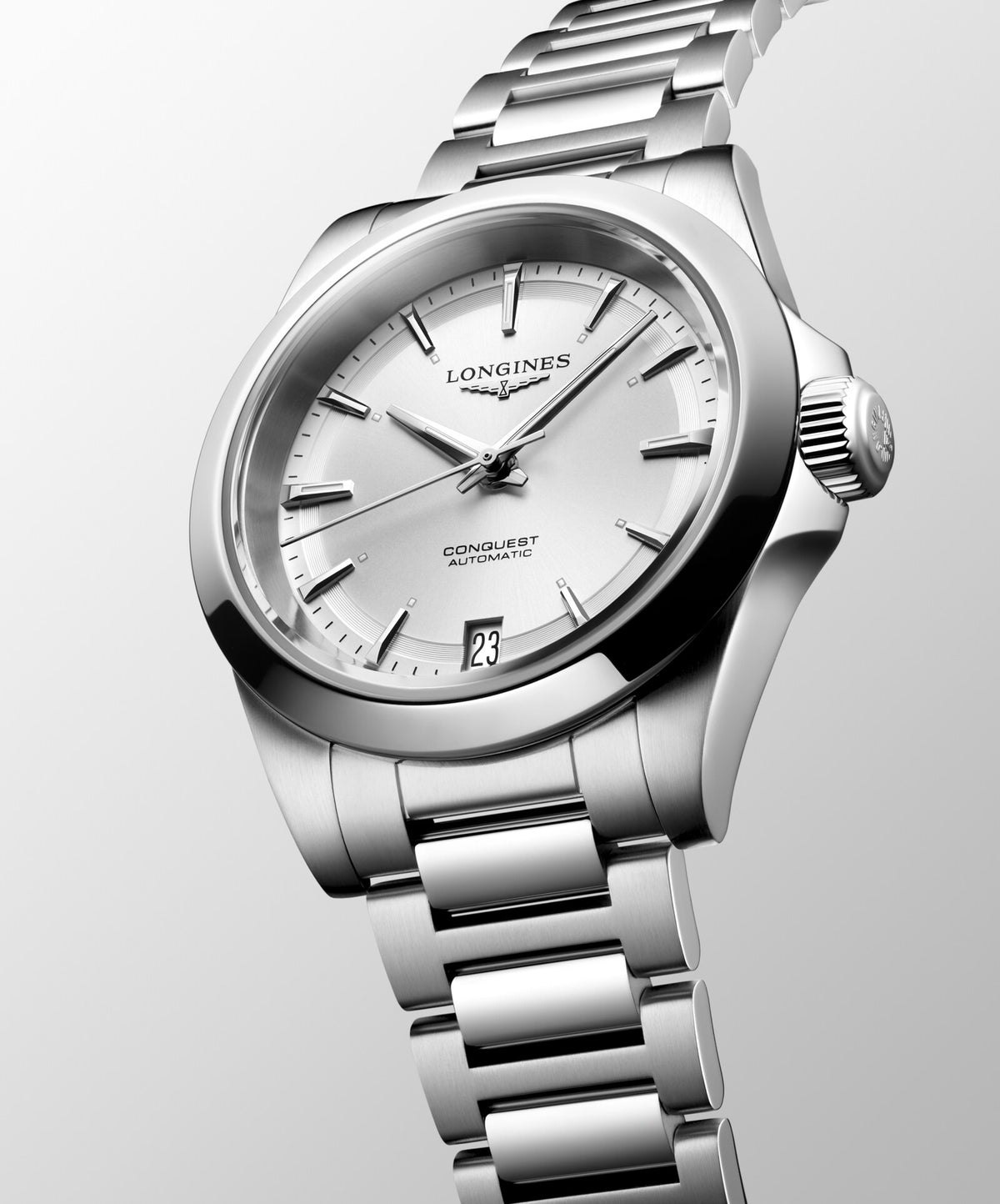 [SIMCHA-OFFICIAL-GALLERY:L3.430.4.72.6:06] Longines Conquest 34.00mm Automatic Sunray silver Dial Stainless Steel Bracelet Watch — official gallery view 6