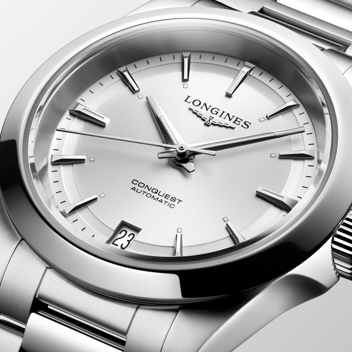 [SIMCHA-OFFICIAL-GALLERY:L3.430.4.72.6:02] Longines Conquest 34.00mm Automatic Sunray silver Dial Stainless Steel Bracelet Watch — official gallery view 2