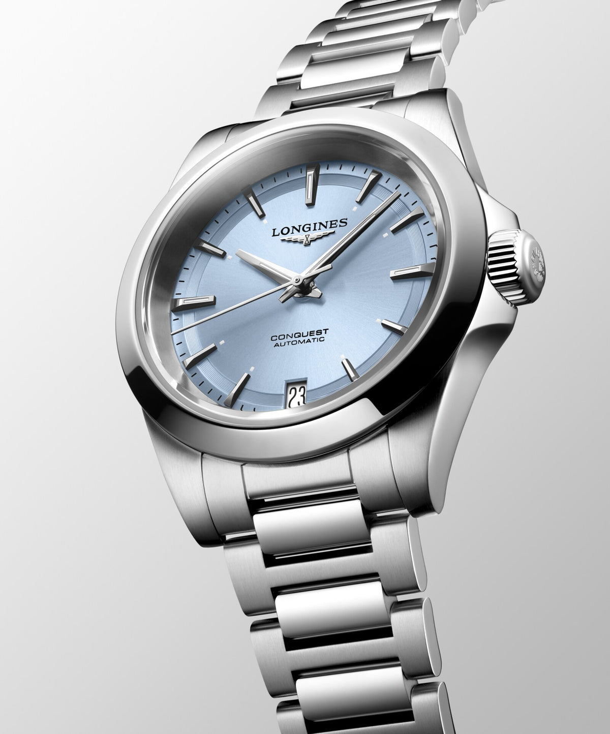 [SIMCHA-OFFICIAL-GALLERY:L3.430.4.92.6:06] Longines Conquest 34.00mm Automatic Sunray blue Dial Stainless Steel Bracelet Watch — official gallery view 6