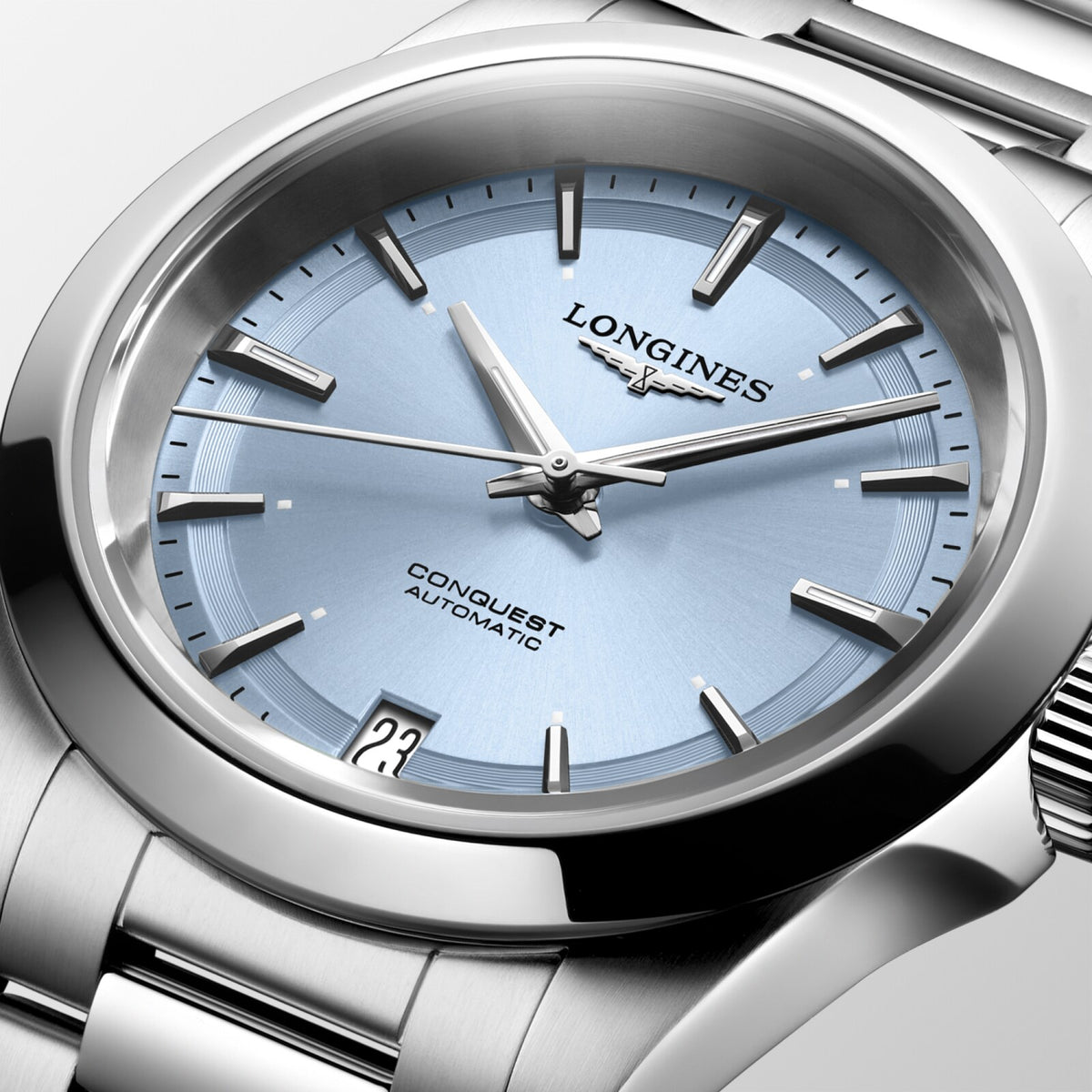 [SIMCHA-OFFICIAL-GALLERY:L3.430.4.92.6:02] Longines Conquest 34.00mm Automatic Sunray blue Dial Stainless Steel Bracelet Watch — official gallery view 2
