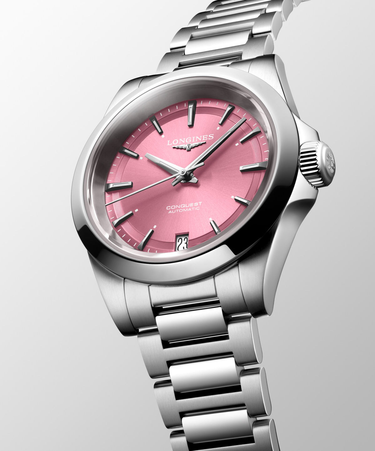 [SIMCHA-OFFICIAL-GALLERY:L3.430.4.99.6:06] Longines Conquest 34.00mm Automatic Sunray pink Dial Stainless Steel Bracelet Watch — official gallery view 6