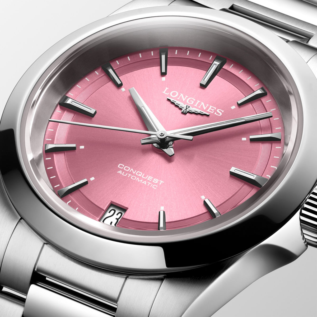 [SIMCHA-OFFICIAL-GALLERY:L3.430.4.99.6:02] Longines Conquest 34.00mm Automatic Sunray pink Dial Stainless Steel Bracelet Watch — official gallery view 2
